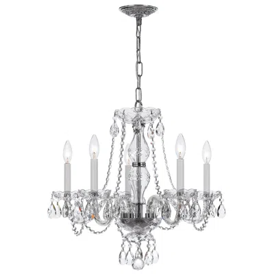 Crystorama Candelabra 21" Chrome Traditional Crystal Chandelier In Silver