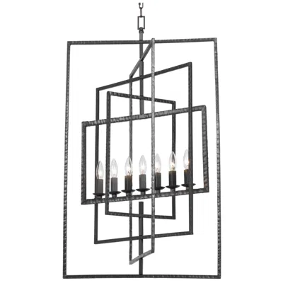 Crystorama Capri 24" Wide Raw Steel 7-light Pendant In Black