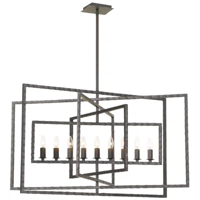 Crystorama Capri 39" Wide Raw Steel 9-light Pendant In Black