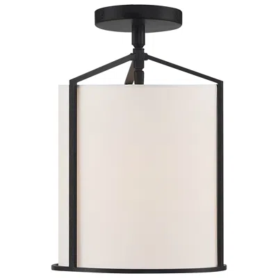 Crystorama Carlyn 10" Wide Black Finish White Silk Ceiling Light
