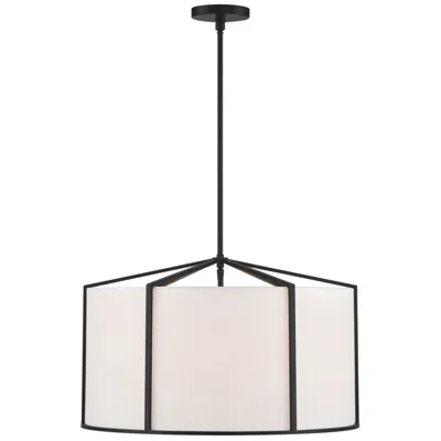 Crystorama Carlyn 24" Wide Black Steel Drum Pendant Light