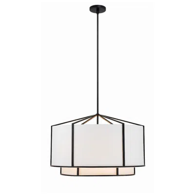 Crystorama Carlyn 28" Wide Black Drum Pendant Light