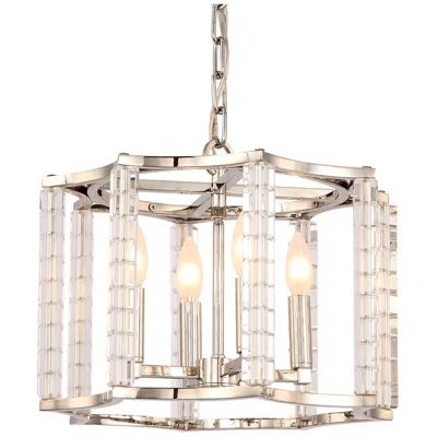 Crystorama Carson 16" Wide Polished Nickel 4-light Pendant In Silver