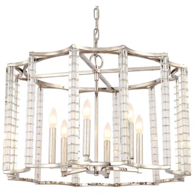 Crystorama Carson 28"w Polished Nickel And Crystal 6-light Chandelier In Silver