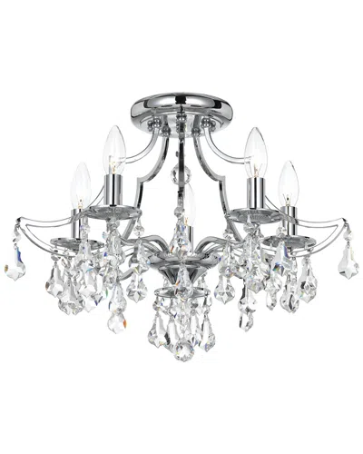 Crystorama Cedar 5-light Polished Chrome Swarovski Polished Chrome Ceiling Mount In Gray