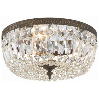 Crystorama Ceiling Mount 14" Wide English Bronze Crystal Ceiling Light In Metallic