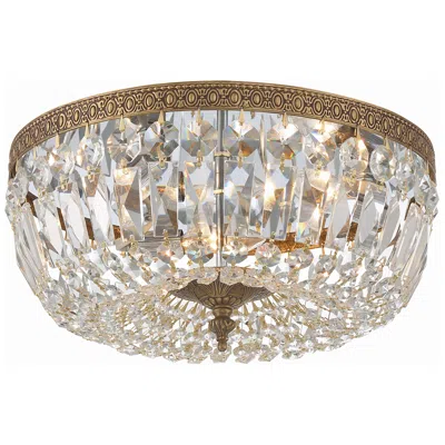 Crystorama Ceiling Mount 14" Wide Olde Brass Ceiling Light In Metallic