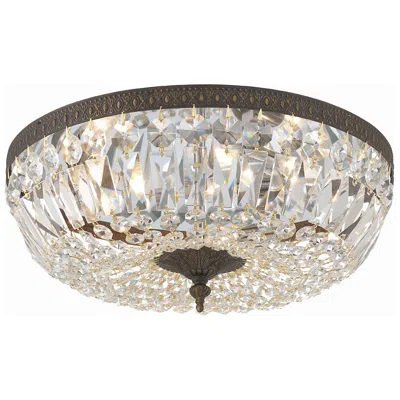 Crystorama Ceiling Mount 16" Wide Bronze Crystal 3-light Ceiling Light In Metallic