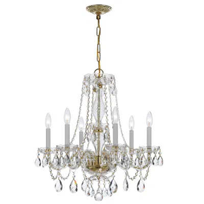 Crystorama Charly 23" Wide Polished Brass 6-light Chandelier In Multi