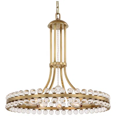 Crystorama Clover 22 1/2" Wide Aged Brass And Crystal Chandelier In Gold