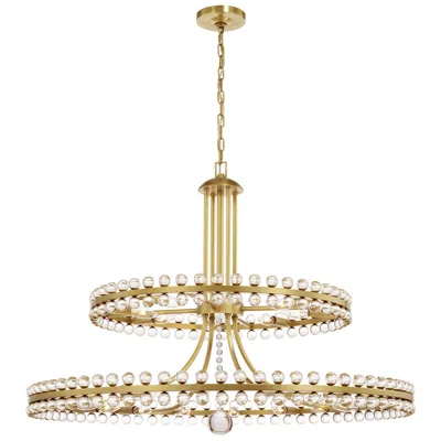 Crystorama Clover 40" Wide Aged Brass 2-tier Chandelier In Gold