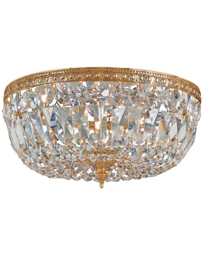 Crystorama 3-light Clear Italian Crystal Olde Brass Flush Mount In Gray