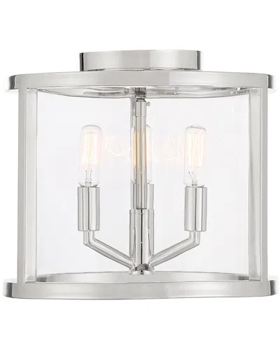 Crystorama Devon 3 Light Polished Nickel Ceiling Mount In Silver