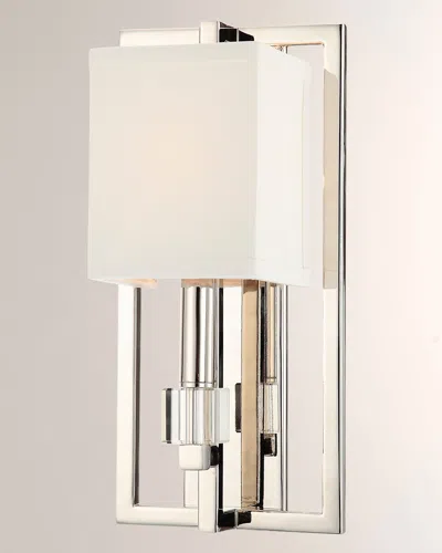 Crystorama Dixon 1-light Polished Nickel Sconce With Drum Shade In Metallic