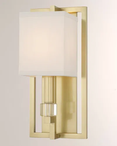 Crystorama Dixon 1-light Polished Nickel Sconce With Drum Shade In Gold