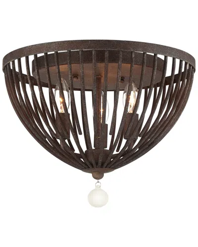 Crystorama Duval 3 Light Forged Bronze Ceiling Mount In Brown