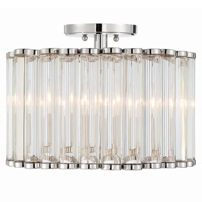 Crystorama Elliot 15 1/4" Wide Polished Nickel And Glass Ceiling Light In Silver