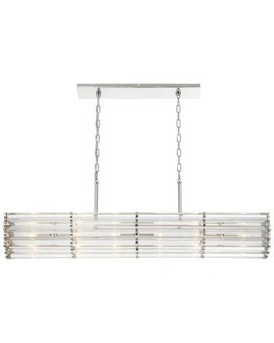 Crystorama Elliot 6 Light Polished Nickel Linear Chandelier In White