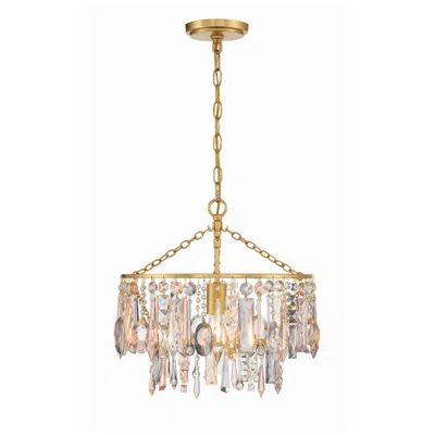 Crystorama Elsa 15" Wide Antique Gold Pendant Light