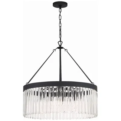 Crystorama Emory 24" Wide Black Crystal 8-light Drum Forged Chandelier