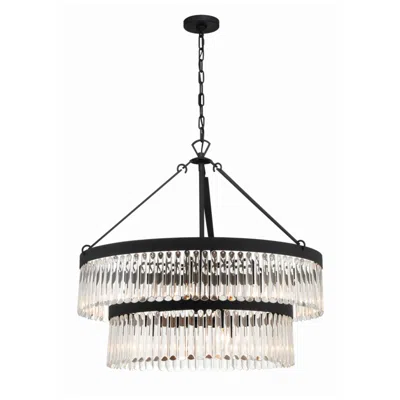 Crystorama Emory 32" Wide Black Forged 9-light Chandelier