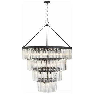 Crystorama Emory 40" Wide Black Forged 22-light 4-tier Chandelier
