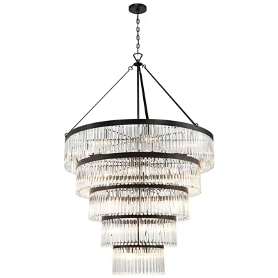 Crystorama Emory 48" Wide Black Forged 5-tier Chandelier In Multi