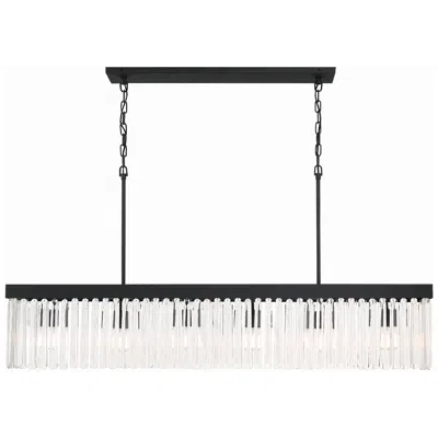 Crystorama Emory 49"w Black Crystal 6-light Forged Island Chandelier