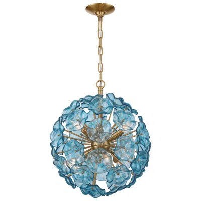 Crystorama Esme 18.25'' Aged Brass Chandelier In Blue