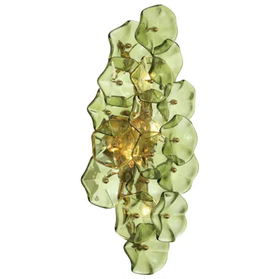 Crystorama Esme 23in. Aged Brass Sconce In Green