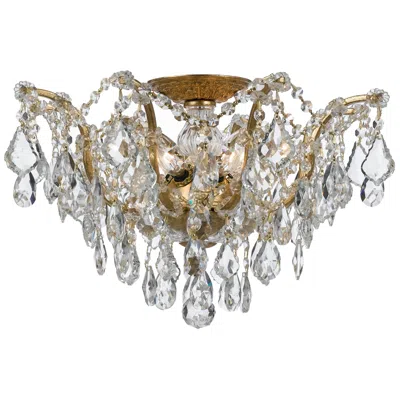 Crystorama Filmore 5 Light Spectra Crystal Antique Gold Flush Mount In White