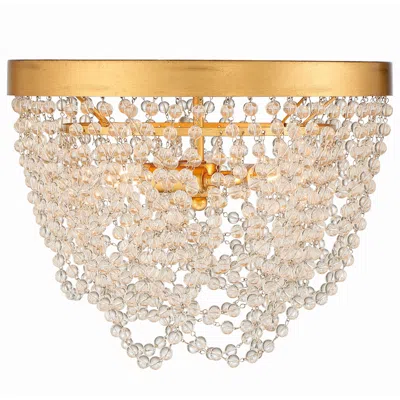 Crystorama Fiona 13 3/4"w Antique Gold And Glass Beads Ceiling Light
