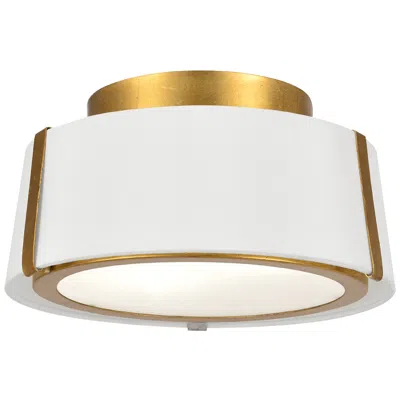 Crystorama Fulton 12" Wide Antique Gold Drum Ceiling Light