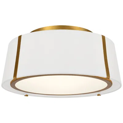 Crystorama Fulton 18" Wide Antique Gold Drum Ceiling Light In White