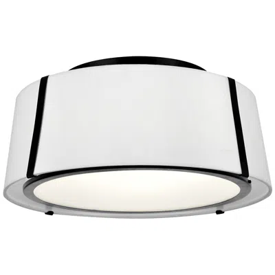 Crystorama Fulton 18" Wide Matte Black Drum Ceiling Light In White