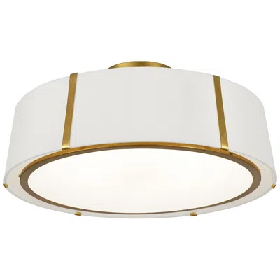 Crystorama Fulton 24" Wide Antique Gold Drum Ceiling Light In White