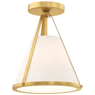 Crystorama Fulton 9.25'' Antique Gold Semi Flush Mount In Pink