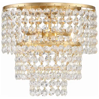 Crystorama Gabrielle 14" Wide Antique Gold Crystal Ceiling Light