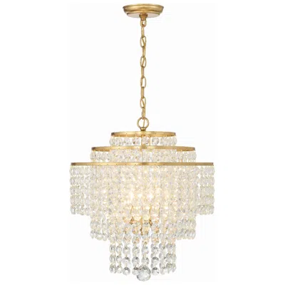 Crystorama Gabrielle 18" Wide Antique Gold And Crystal Chandelier