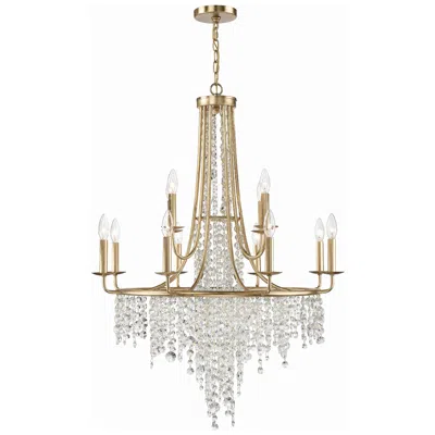 Crystorama Gabrielle 30" Wide 12-light Antique Gold Crystal Chandelier