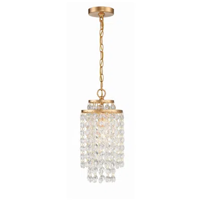 Crystorama Gabrielle 7"w Antique Gold Crystal Mini Pendant
