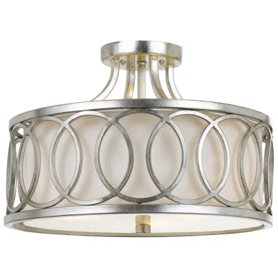 CRYSTORAMA CRYSTORAMA GRAHAM 15" WIDE ANTIQUE SILVER CEILING LIGHT