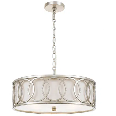 Crystorama Graham 18" Wide Antique Silver Drum Pendant Light