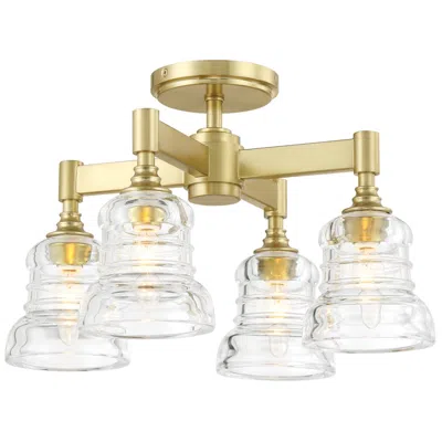 Crystorama Gregory 17.25'' Aged Brass Semi Flush Mount In Gold