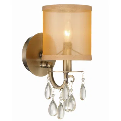 Crystorama Hampton 13" High Antique Brass Wall Sconce In Multi