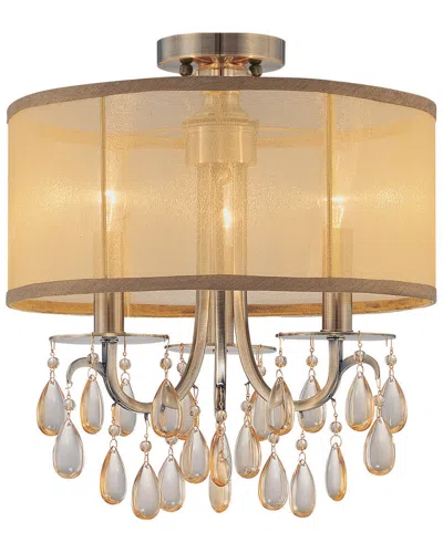 Crystorama Hampton 3-light Etruscan Crystal Drum Shade Ceiling Mount In Gold