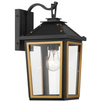 Crystorama Hawkins 7.25'' Matte Black + Textured Gold Outdoor Sconce