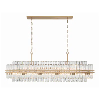 Crystorama Hayes 50"w Aged Brass 16-light Linear Chandelier In Multi