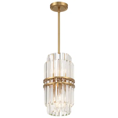 Crystorama Hayes 8" Wide Aged Brass And Crystal Pendant Light In Neutral