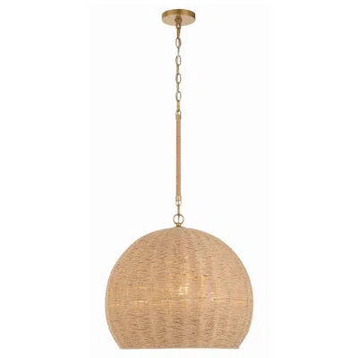 Crystorama Jace 20"w Soft Gold Pendant Light W/ Jute Shade